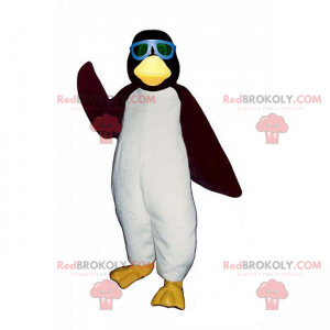 Mascote pinguim com óculos de sol azuis - Redbrokoly.com