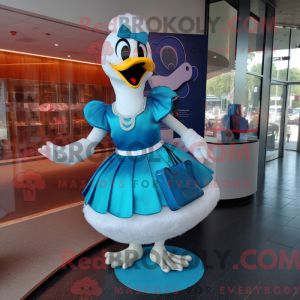 Maskotdraktfigur Cyan Swan...
