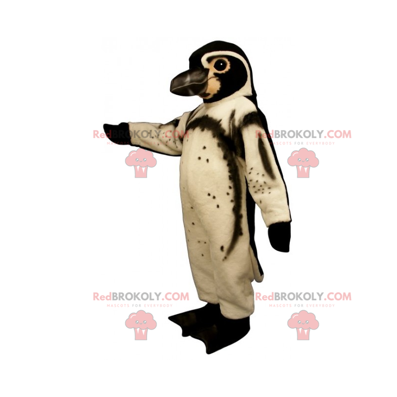 Mascote pinguim branco e marrom - Redbrokoly.com