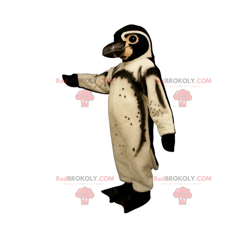 Mascotte del pinguino bianco e marrone - Redbrokoly.com