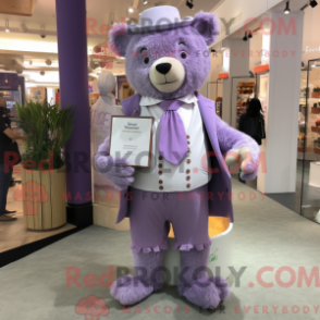 Lavendelbär-Maskottchenkostüm mit Weste und Clutch - Bärenmaskottchen - REBROKO_260696 - RedBrokoly.com