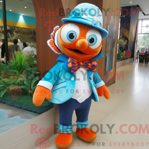 Cyan Clownfisch Maskottchen...