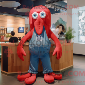 Red Squid Maskottchen...