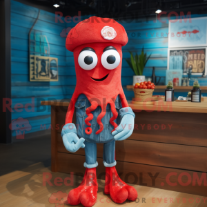 Red Squid-mascottekostuum...