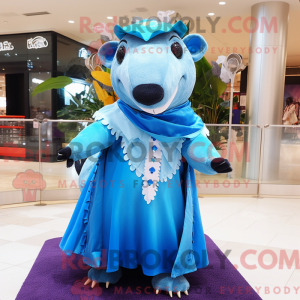 Sky Blue Tapir mascot...