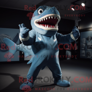 Blå Megalodon maskot...