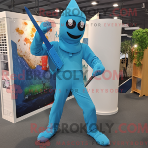 Cyan Knife Thrower maskot...