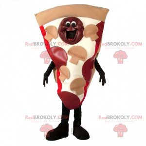 Mascota de pizza de pepperoni y champiñones - Redbrokoly.com