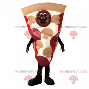 Mascote da pizza de calabresa e cogumelos - Redbrokoly.com