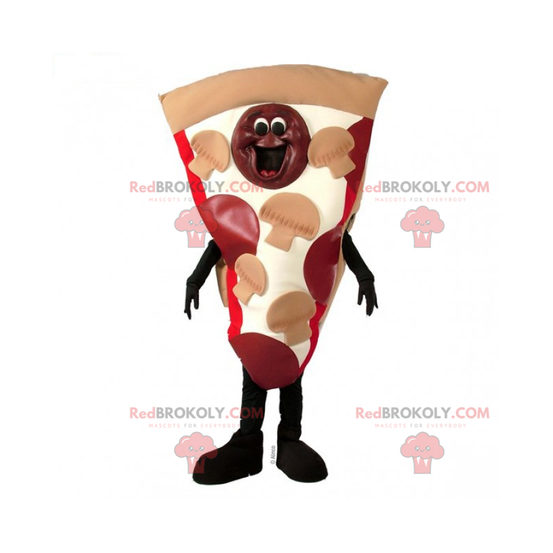 Mascotte della pizza dei peperoni e dei funghi - Redbrokoly.com