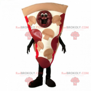 Mascote da pizza de calabresa e cogumelos - Redbrokoly.com