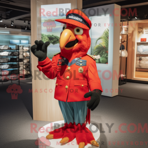 Rød Macaw-maskotdraktfigur...