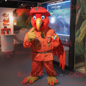 Rød Macaw-maskotdraktfigur...