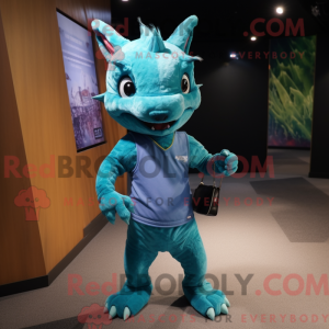 Cyan Chupacabra maskot...