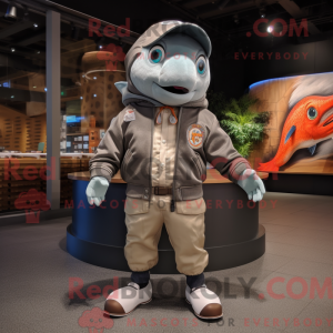 Grå laks maskot drakt...