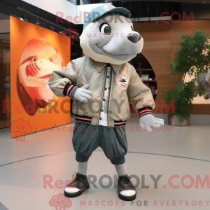 Gray Salmon mascot costume...