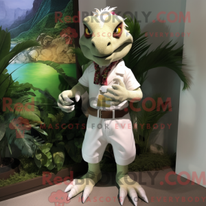 Hvid Utahraptor maskot...