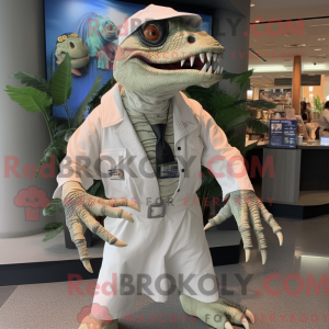 Hvid Utahraptor maskot...