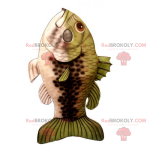 Mascotte de poisson écaille verte - Redbrokoly.com