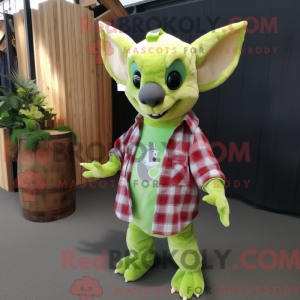 Lime Green Fruit Bat mascot...