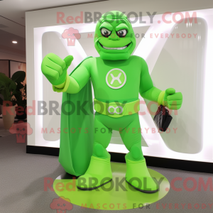 Lime Green Superhero mascot...