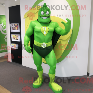Limegrøn superhelte maskot...