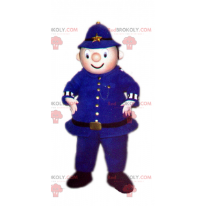 Mascote policial em traje azul - Redbrokoly.com