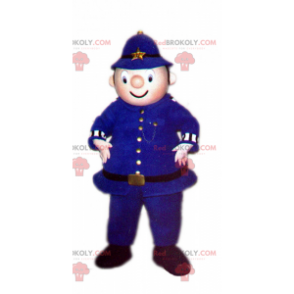 Mascote policial em traje azul - Redbrokoly.com