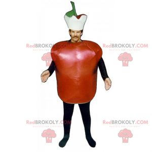 Mascote maçã vermelha com chapéu - Redbrokoly.com