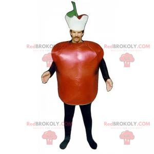 Red apple mascot with hat - Redbrokoly.com