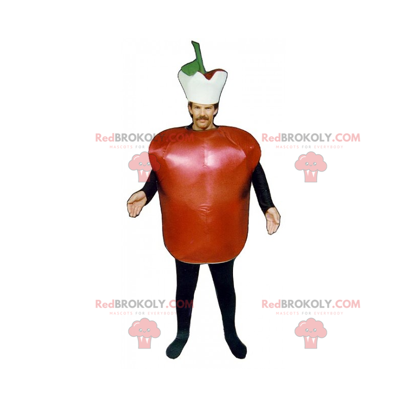 Mascota de manzana roja con sombrero - Redbrokoly.com