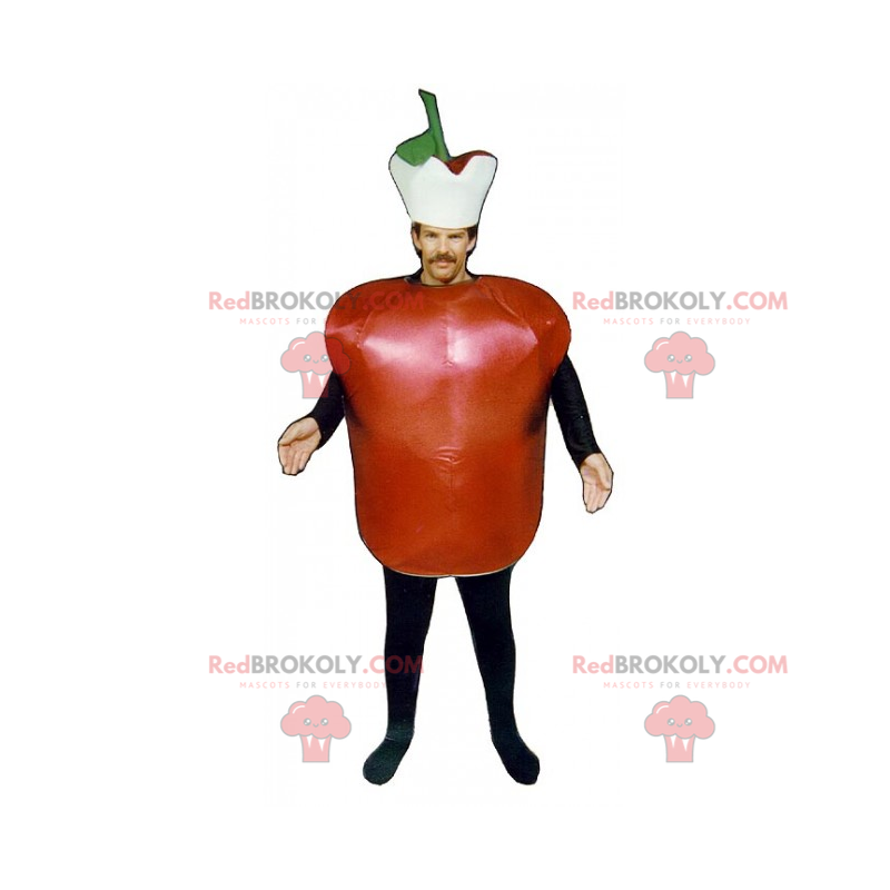 Red apple mascot with hat - Redbrokoly.com