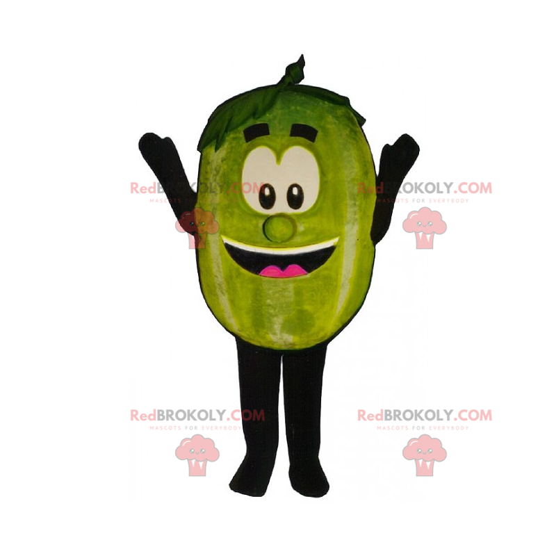 Grøn æble maskot med smilende ansigt - Redbrokoly.com
