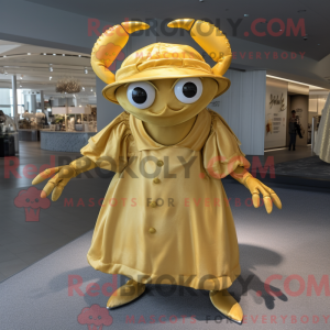 Gold Crab maskot kostume...