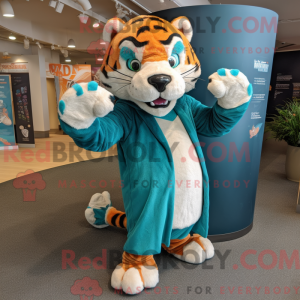 Teal Tiger mascot costume...