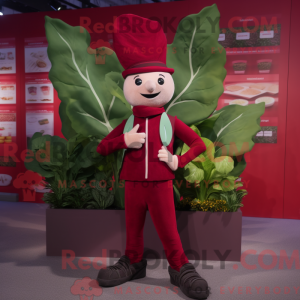 Röd spinat maskot drakt...