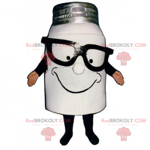Maskot för mjölkkruka med mörka glasögon - Redbrokoly.com