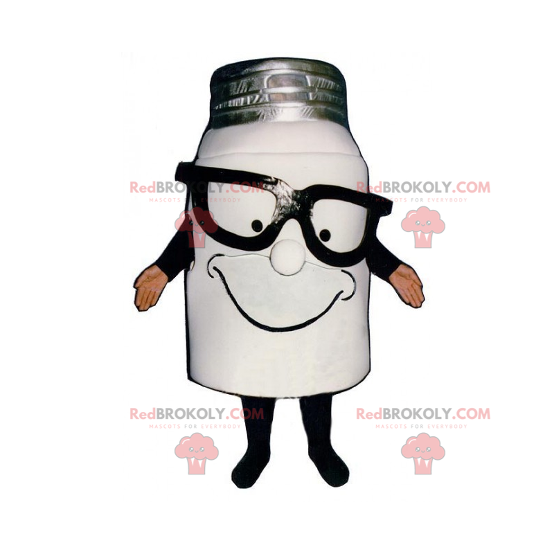 Maskot för mjölkkruka med mörka glasögon - Redbrokoly.com