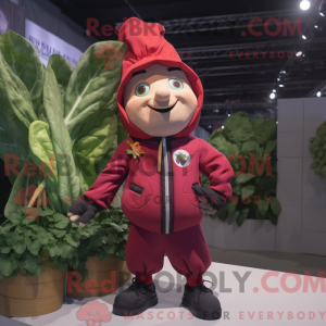 Röd spinat maskot drakt...