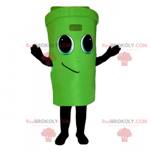 Green trash mascot with smile face - Redbrokoly.com