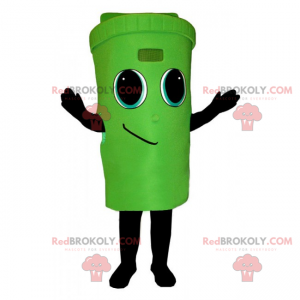 Zelený koš maskot s úsměvem tvář - Redbrokoly.com