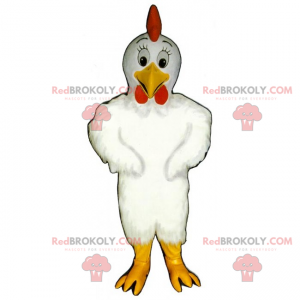 Mascote de galinha com olhos grandes - Redbrokoly.com