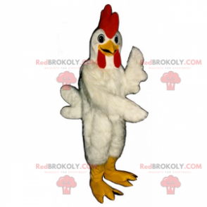 Mascotte de poule avec beaucoup de plumes - Redbrokoly.com