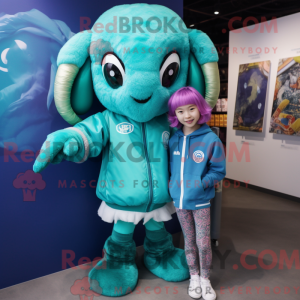 Teal Ram Maskottchen Kostüm...