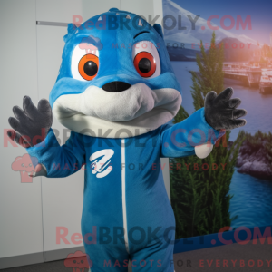 Fantasia de mascote de barracuda com macacão e luvas - Mascotes Barracudas - REBROKO_261270 - RedBrokoly.com