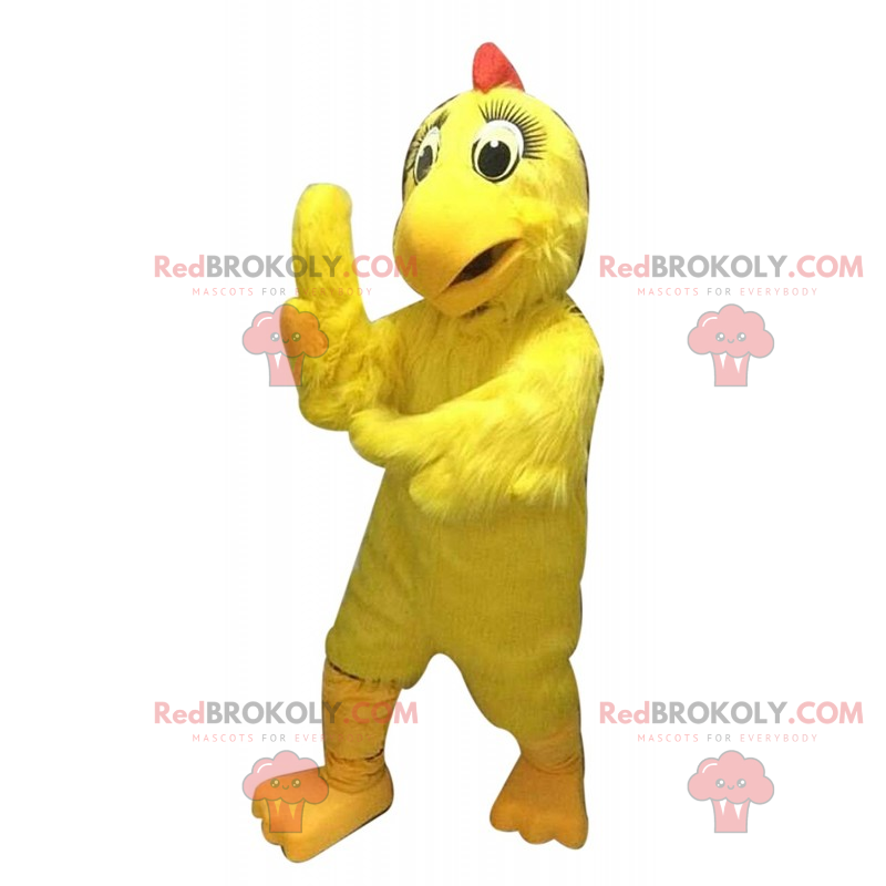 Yellow hen mascot with big eyes - Redbrokoly.com