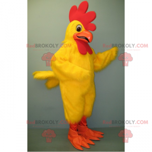 Mascot yellow chicken and orange beak - Redbrokoly.com