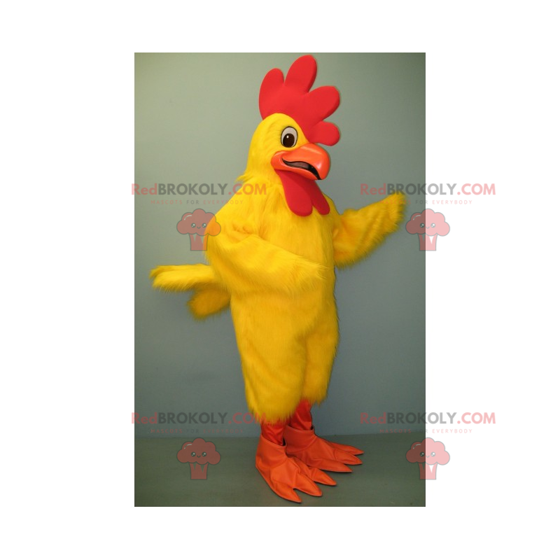 Mascot yellow chicken and orange beak - Redbrokoly.com