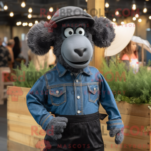 Svart Merino Sau maskot...