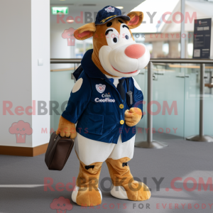 Navy Guernsey Cow maskot...